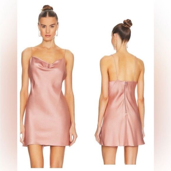 Alice + Olivia REVOLVE Harmon Mini Cowl Neck Slip Dress in Rose NWT $295 - Picture 2 of 10